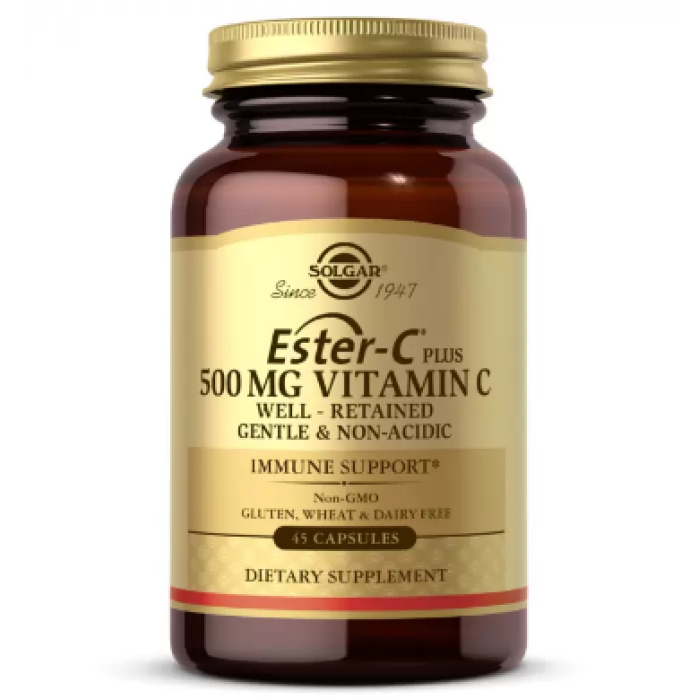 Solgar Ester-C Plus Vitamin C 500 mg (Солгар Эстер-С плюс Витамин С) , 45 веганских капсул