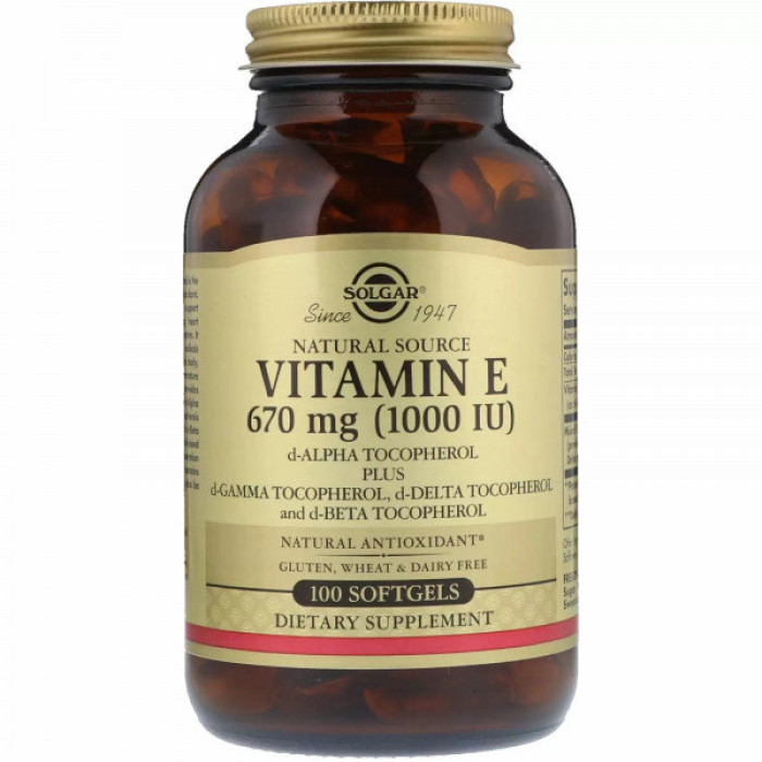 Solgar Vitamin E 670 mg 1000 IU (Солгар Вітамін Е), 100 веганських капсул