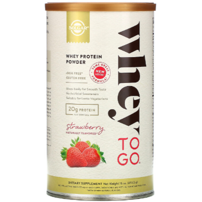 Solgar Whey To Go (Солгар Сывороточный протеин, клубника), 453.5 г