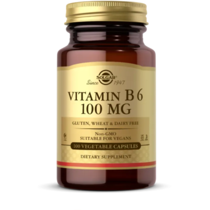 Solgar Vitamin B6 100 мг (Солгар Вітамін B6), 100 веганских капсул